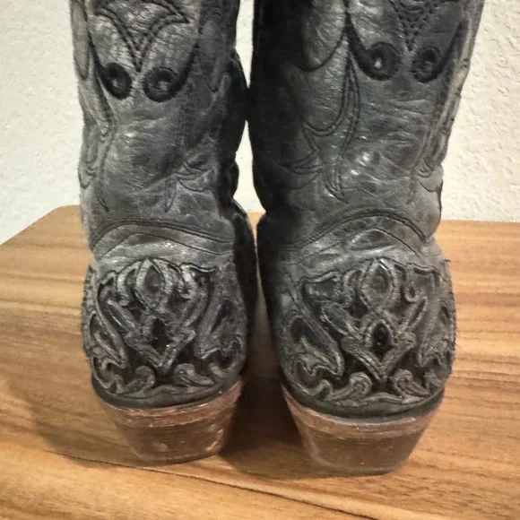 Corral Women’s Embroidered Leather Black Cowboy Boots Size 8 Boot Barn Like NEW - Picture 9 of 10